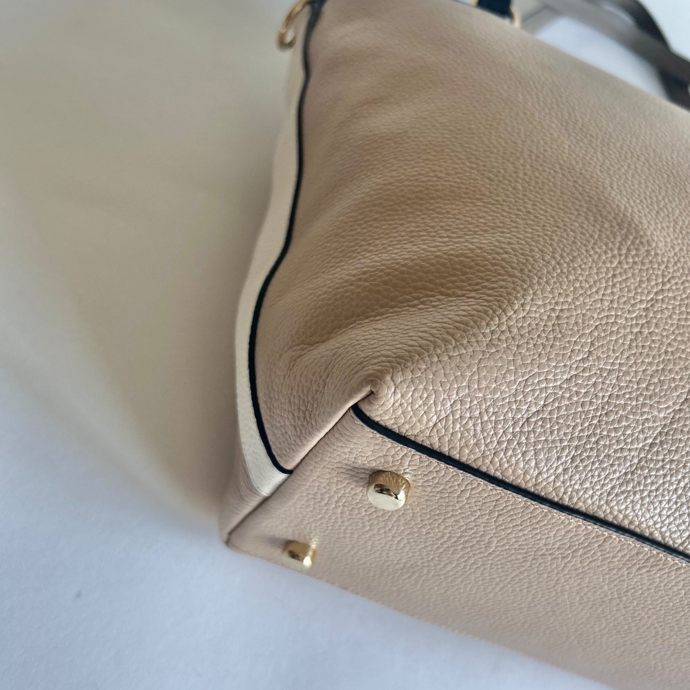 Coach Cream White Black Genuine Leather Tote - Picture 10 of 12
